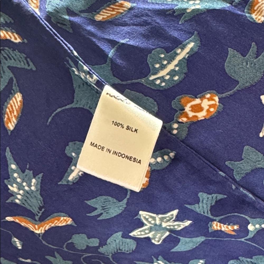 Natalie Martin 100% SILK midi skirt, high waisted blue pattern - Picture 5 of 5